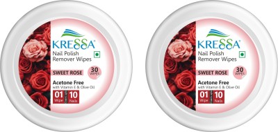 KRESSA Nail Polish Remover Wipes–Acetone Free | Travel-Friendly (Sweet Rose)(100 g)