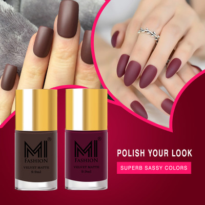 MI FASHION Step Up Your Nail Game With Matte Polish Of Every Season Coffee,Magenta(Pack of 2)