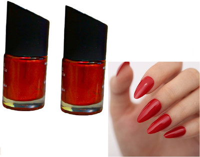 Luipui STYLISH RED SHIMMER COLOR NAIL POLISH FOR WOMAN RED(Pack of 2)