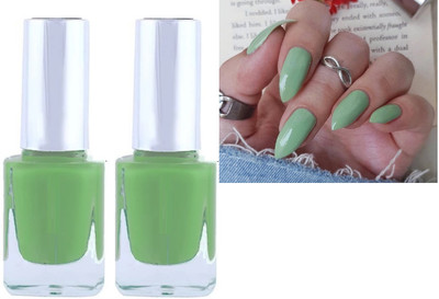 AFARAXIA Best Quick Dry Nail Polish for smooth and shiny nails2 Light green(Pack of 2)
