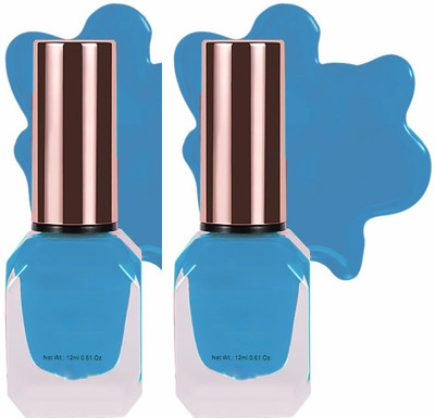 ADJD Combo Perfect Glossy Finish & Long Lasting Quick drying BlueNail Paint Blue