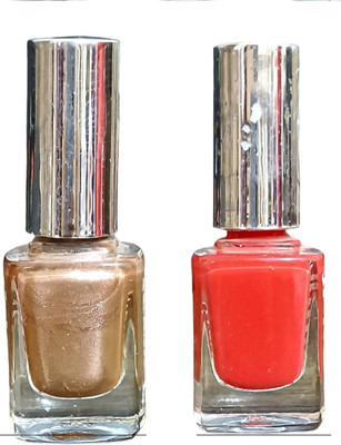 Luipui WATERPROOF NAIL PAINTS COLOR PACK OF 2 METTALIC, ORANGE(Pack of 2)