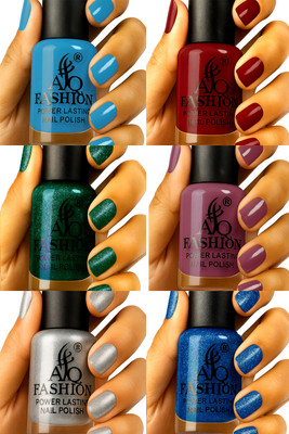 AQ FASHION Long Lasting quick dry Nail Polish New collection Combo A23 Multicolor(Pack of 6)