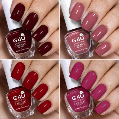 G4U Nail Polish Set 4 Colors Red BroMauve Wine Nail Paints 16-18-19-25 Red, Brown, Wine, Mauve(Pack of 4)