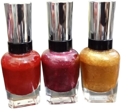 GABBU Long Lasting Quick Dry & Cruelty-Free Glossy Nail Paint/** MULTI COLOUR(Pack of 3)
