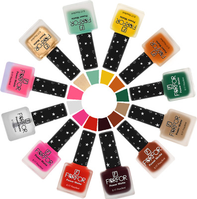 FORFOR Power Matte HD Colors Long Lasting Non Toxic Professional Set of 12 Nail Polish Multi-Combo no. 40(Pack of 12)