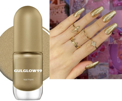 GULGLOW99 GLITTER NAIL SHINE LONG LASTING,WATERPROOF QUICK DRY NAIL POLISH METEOR GOLD