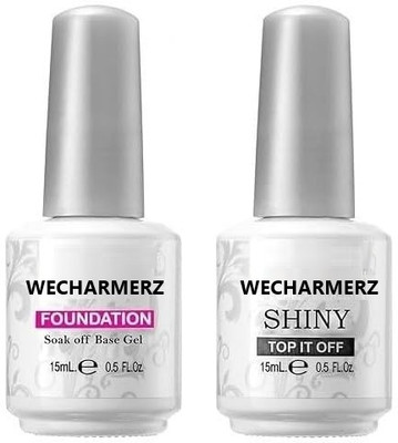 WECHARMERZ Base Coat and Top Coat Shiny UV/LED Soak Off Gel Nail Polish Transparent(Pack of 2)