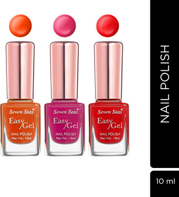 Seven Seas Easy Nail Paint Set Of 3 Combo Pack Long Stay In Shimmer Glitter & Matte Finish Multicolor(Pack of 3)