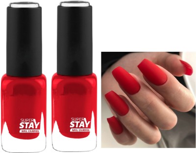 Emijun Unique Nail Paint HD Shine Quick Drying Long Stay Chill Red Nail Paint Set CHILL RED(Pack of 2)