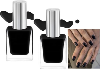 Emijun Smooth, Perfect Finish Quick-dry Formulated Matte nail Polish COMBO BLACK(Pack of 2)