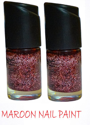 Luipui TRENDING MAROON GLITTER NAIL POLISH COMBO MAROON(Pack of 2)
