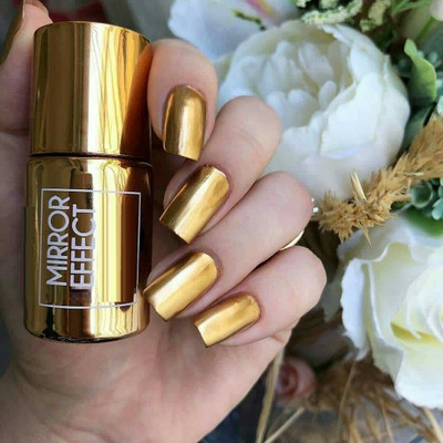 imelda Magic Mirror Effect Chrome Nail Art Polish Metallic Golden Golden
