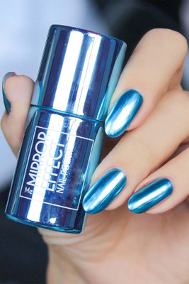 manasona Sky Blue Mirror Effect Metallic Long-Lasting Non-Peelable Mirror Nail Polish Light Blue
