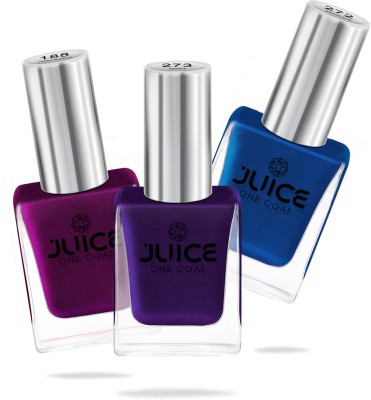 Juice Nail Paint Combo consist 3 Nail Polish Pearly Magenta, Sapphire Blue, Eminence(Pack of 3)