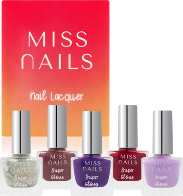 Miss Nails Super Gloss Set of 5 Combo SG03 Multi(Pack of 5)