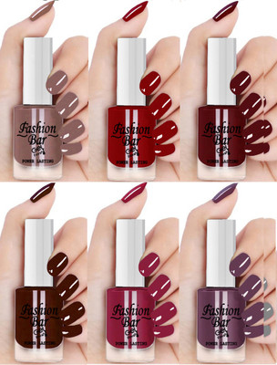 Fashion Bar Quick Dry GEL Shine Nail Polish Combo Set for Women & Girls 2235 Multicolor(Pack of 6)