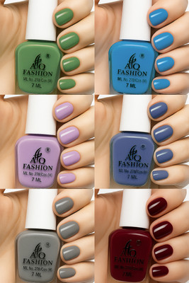 AQ FASHION Long Lasting quick dry Nail Polish collection Set TR46 Multicolor(Pack of 6)