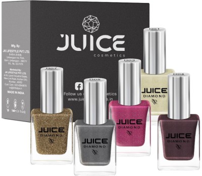 Juice | ONE COAT | NAIL PAINT COMBO | LONG LASTING | 11ML EACH | PACK OF 5 | WEDDING PEARL - D01, DESIRE PINK - D03, HELLS KITCHEN - D04, SILVER BULLET - D05, SHIMMER HONEY GOLD - D07(Pack of 5)