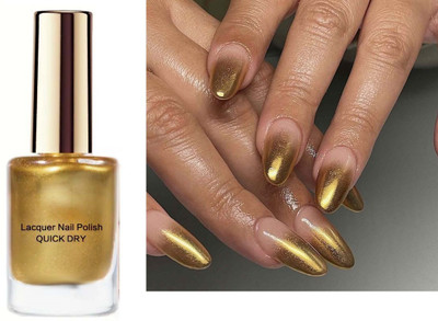 GULGLOW99 NAIL LACQUER SHIMMER GLOSSY FINISH QUICK DRY WATERPROOF GOLDEN