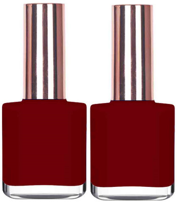 Emijun Bright red best gloosy finish flat brush smooth finish nail polish combo BRIGHT RED(Pack of 2)