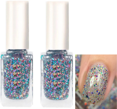 Emijun SILVER MULTI Professional Nail Polish COMBO SILVER MULTI(Pack of 2)