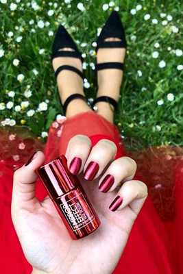 ADJD Nail Art Polish Metallic Magic Mirror Effect Red Chrome Red