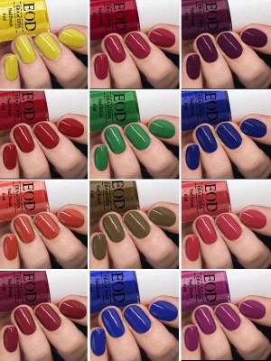 EOD New High Shine Gloss Nail Polish Lacquer Paint Combo Set of 12 Pcs 6ml each Yellow, Green, Blue, Magenta, Navy Blue, Plum, Orange, Pink, Red etc(Pack of 12)