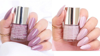 DeBelle Gel Nail Lacquer gift set Fluer De Pearl pack of 2 Majestique Mauve, Vintage Frost(Pack of 2)