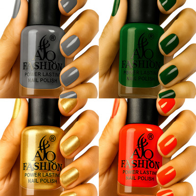 AQ FASHION Long Lasting quick dry Nail Polish New collection Set A156 Multicolor(Pack of 4)