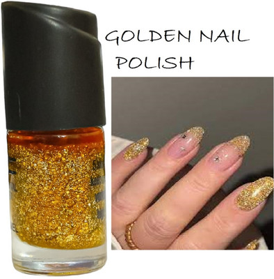Luipui TRENDING GOLDEN COLOR GLITTER NAIL POLISH PACK OF 1 ( 7 ML) GOLDEN