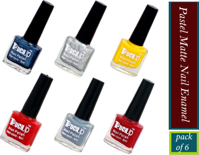 touchup Pastel Matte Nail Enamel, Set of 6, 4 Pastel Matte and 2 Metallic colors 4 Pastel Matte, 2 Metallic colors(Pack of 6)