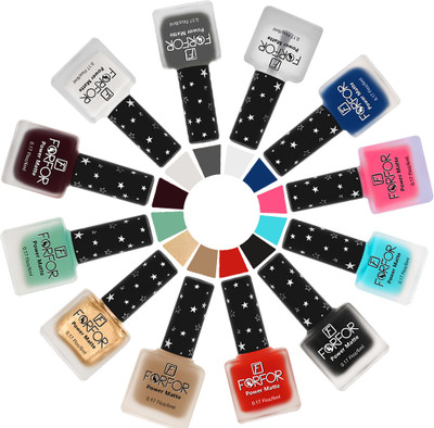 FORFOR Power Matte HD Colors Long Lasting Non Toxic Professional Set of 12 Nail Polish Multi-Combo no. 11(Pack of 12)