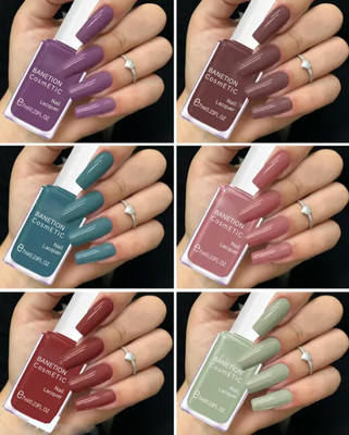 Banetion HD Color Nail Polish | High Shine | Multicolours (Pack of 6) Multi(Pack of 6)