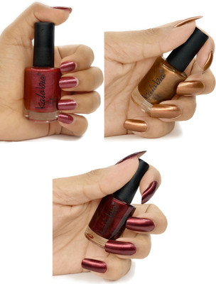 KALOBIO Metallic Nail Enamel - Vermillion, Bronze & Mahogany KM13/M15/M16(Pack of 3)