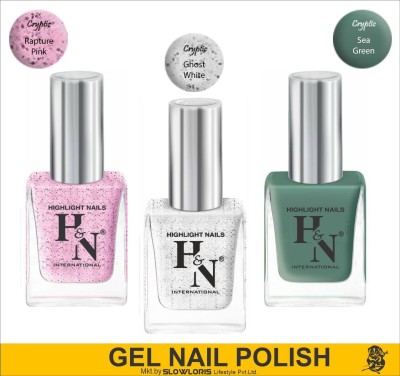 HIGHLIGHT NAILS GHOST WHITE::RAPTURE PINK::SEA GREEN_CY Ghost White, Rapture Pink, Sea Green(Pack of 3)