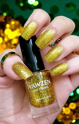 VAWZEN Nail Enamel, Quick Drying, High Shine, Long Lasting, Chip Resistant, Golden Glitter BH30