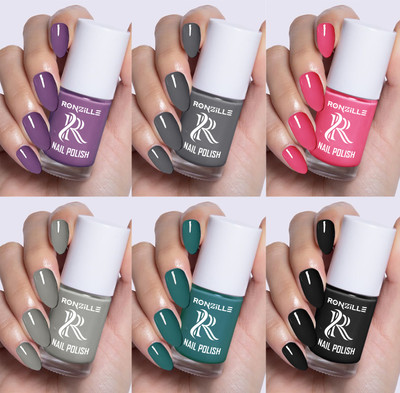 RONZILLE Quick Dry Long Lasting Nail Polish Combo Set Of 6 Combo Of Different Color-13(Pack of 6)