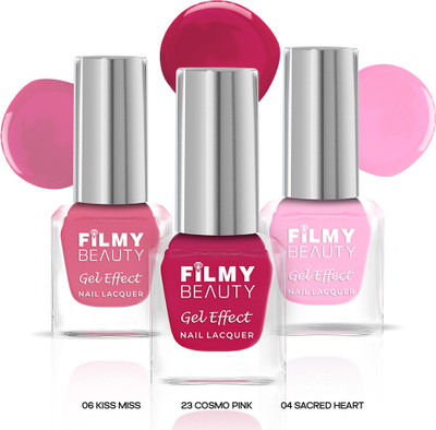 Filmy Beauty Gel Nail Polish Marigold Set of 3 – Sacred Heart, Kiss Miss & Cosmo Pink | Shine Pink(Pack of 3)