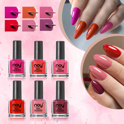NOY Nail Paint Glossy Formula for Quick Dry Long-Lasting Nails in nail polish combo Multicolor(Pack of 6)