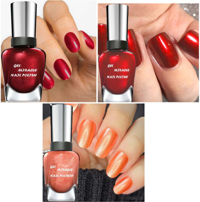 GABBU High Shine Multi Metallic Shade Long Lasting Smooth Application Gel Nail Polish Multi Color(Pack of 3)