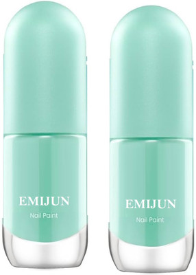 Emijun Chip-Resistant | Glossy Finish | High Shine | Nail Polish For Women, Prettiest Green(Pack of 2)