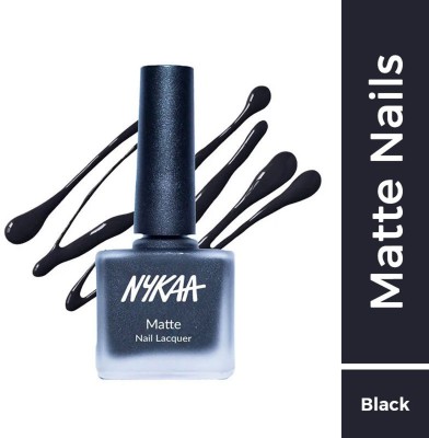 NYKAA Matte Nail Lacquer Black Sesame Pudding 09 (9ml) Black Sesame Pudding