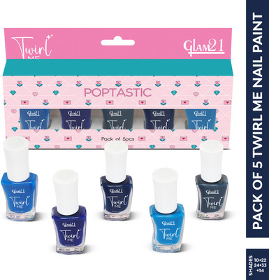 Glam21 Twirl Me Nail Paint Combo |Nail color -6 ml each |Chip Resistant |Trendy Shades Shade -06(Pack of 5)