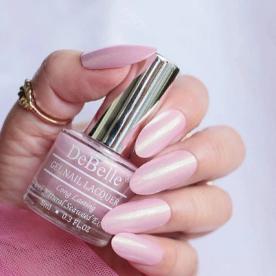 DeBelle High Gloss Premium Quality Long Lasting Nail Polish Delicate Doris(Light Baby Pink with Gold)