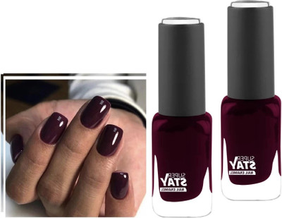 HUZURLU Best Pigmented & Long Stay Unique Dull Matte maroon Nail Paint Black Rose(Pack of 2)