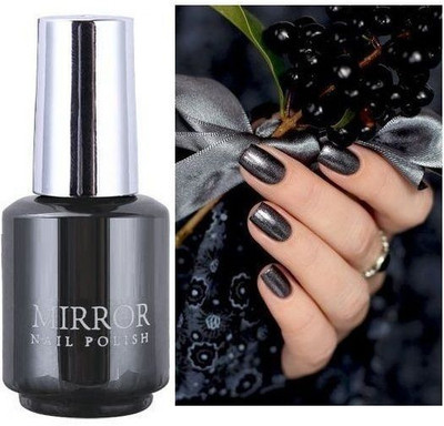 Emijun Metallic Nail Polish Shimmer Mirror Effect Chrome Nail Polish Black