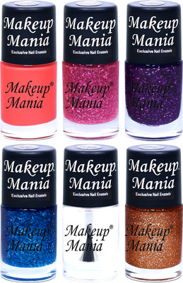 makeupmania 6-Piece Nail Polish Kit – Rich Pigment & Lasting Shine Multicolor 87A(Pack of 6)