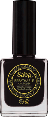 Saba Breathable Nail Paint With Enhance Colour | Quick Drying, High Shine Polish Black Pearl