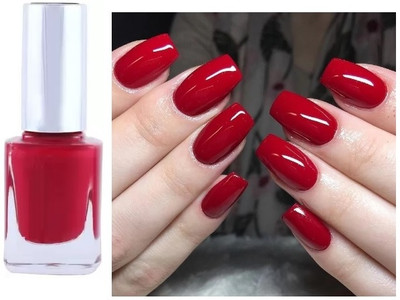 HUZURLU Cherry Red Nail Polish designed for easy application at home Cherry red RED